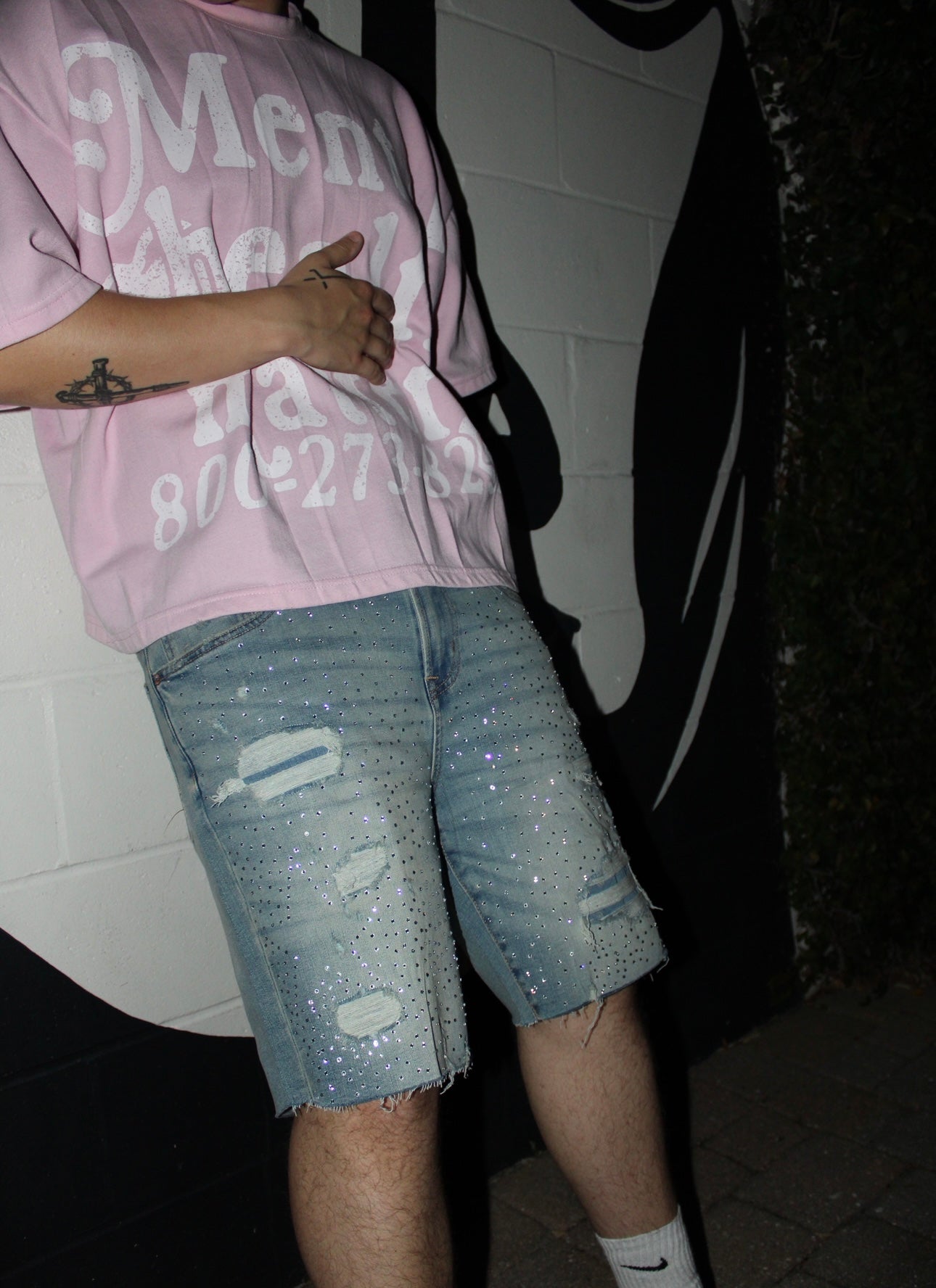 Rhinestone 1 of 1 jorts “Denim Blue”