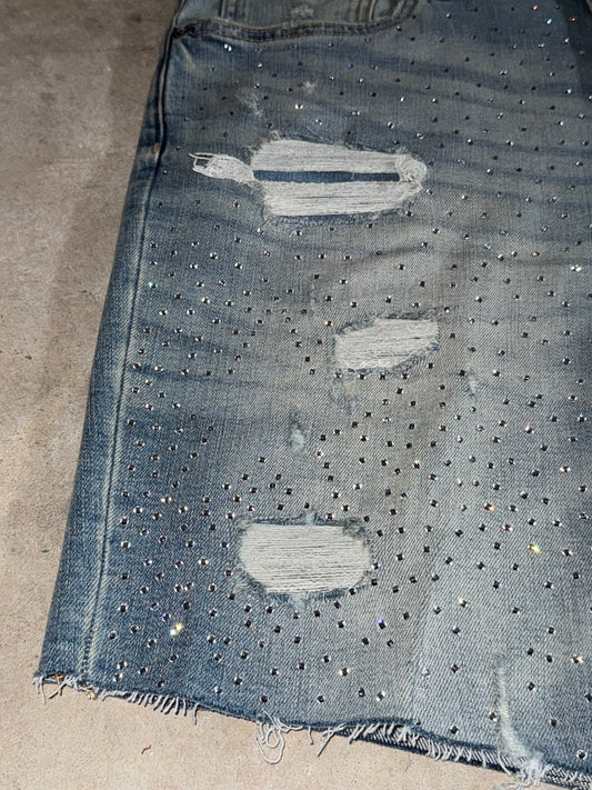 Rhinestone 1 of 1 jorts “Denim Blue”
