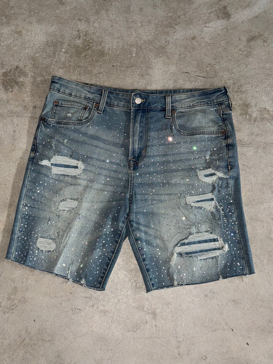 Rhinestone 1 of 1 jorts “Denim Blue”