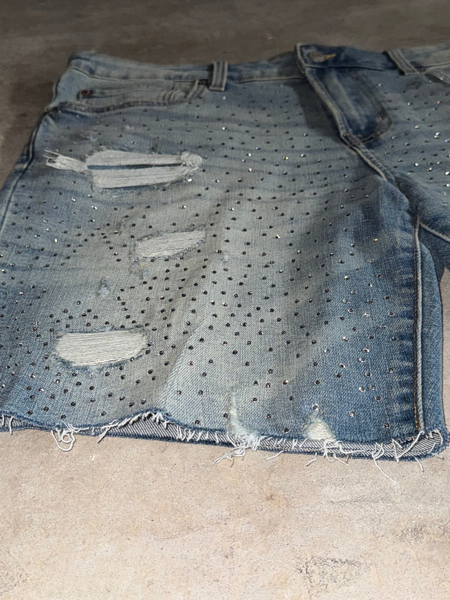 Rhinestone 1 of 1 jorts “Denim Blue”